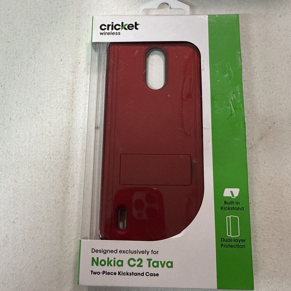 Cricket‎ Nokia C2 Tava Case Cover Piece Kickstand Red